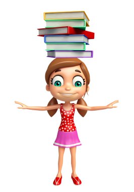 Kitap yığını ile çocuk kız