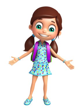 Çocuk kızla okul çantası