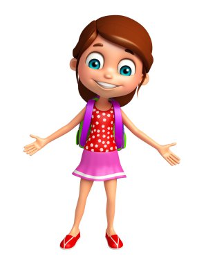 Çocuk kızla okul çantası