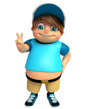 Çocuk çocuk zafer işareti ile