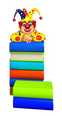 Kitap yığını ile palyaço