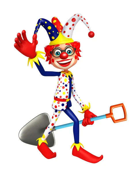 Clown with Digging shovel — Stock Photo, Image