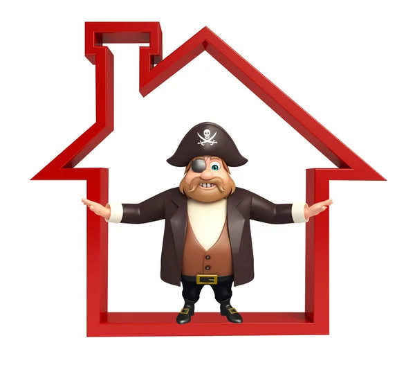 Pirate with Home sign — Stock Photo, Image