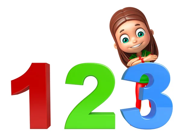 Kid girl with 123 sign — Stock Photo, Image