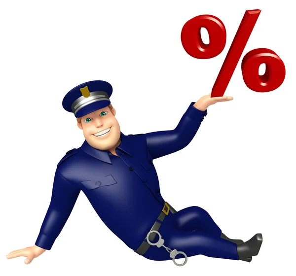Police with Percentage sign — Stock Photo, Image
