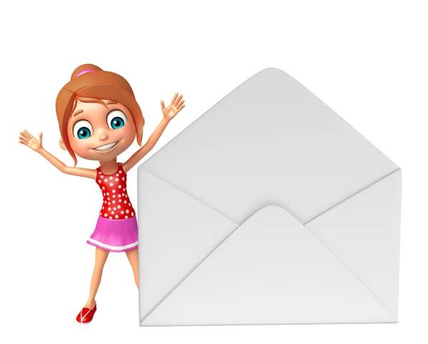 Kid flicka med Mail — Stockfoto