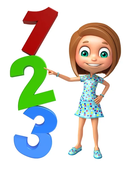 Kid girl with 123 sign — Stock Photo, Image