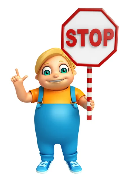 Niño con señal de stop —  Fotos de Stock