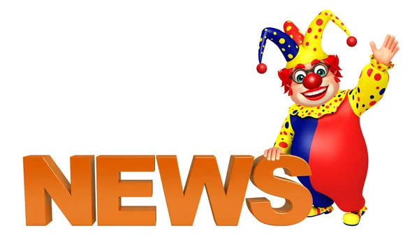 Clown met nieuws teken — Stockfoto