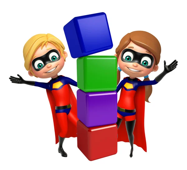 Superboy e Supergirl con Livello — Foto Stock
