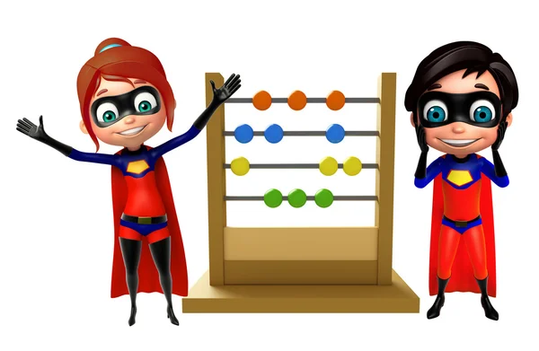 Superboy und Supergirl mit Abakusschiefer — Stockfoto