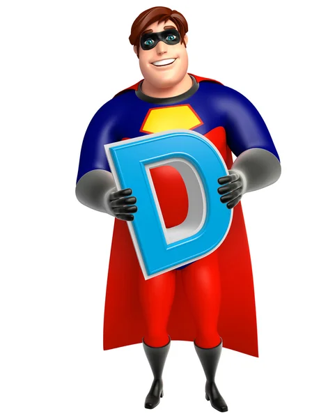 Superhero with  Alphabate D — Stock Photo, Image