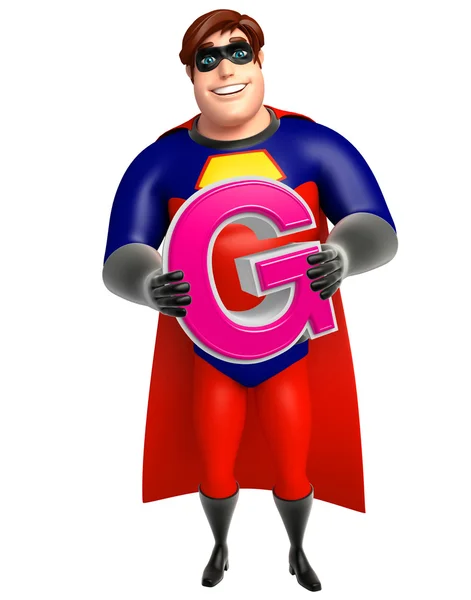 Superhero with  Alphabate G — Stock Photo, Image