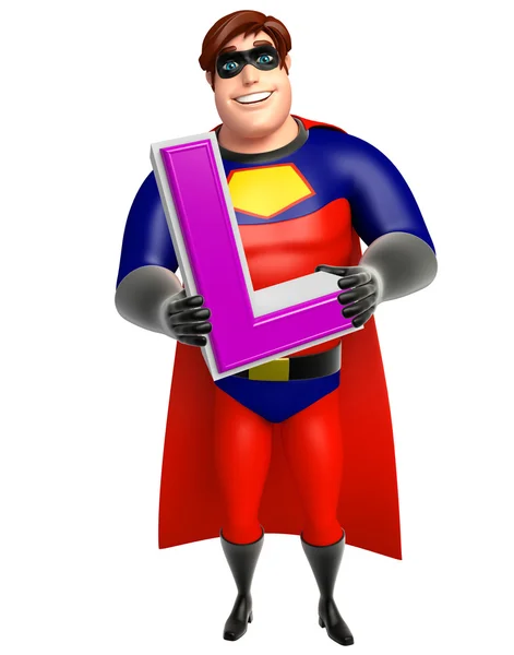 Superhero with  Alphabate L — Stock Photo, Image