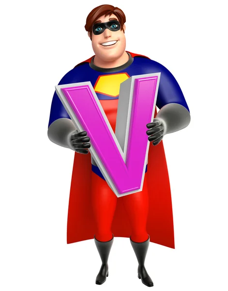 Superhero with  Alphabate V — Stock Photo, Image