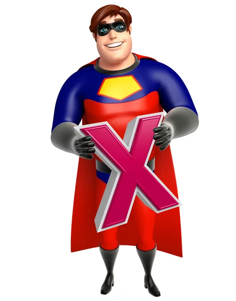 Superhero with  Alphabate X — Stock Photo, Image