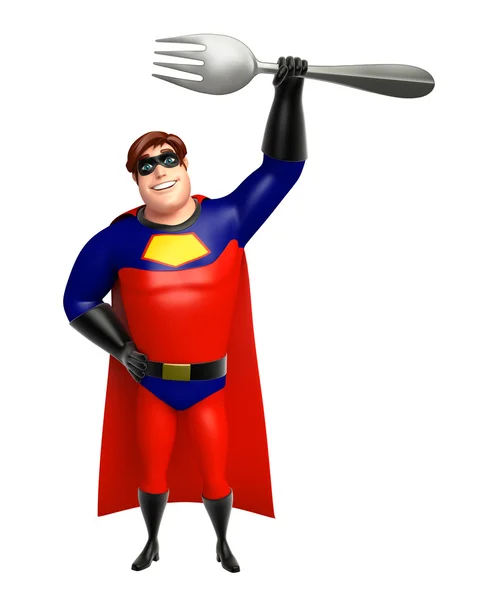 Super-herói com colher — Fotografia de Stock