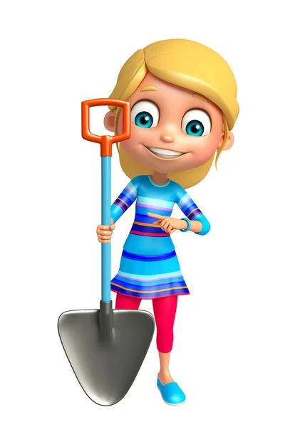 Девочка с лопатой — стоковое фото