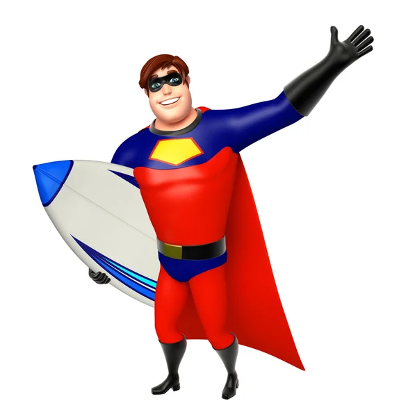 Супергерой с доской для серфинга — стоковое фото