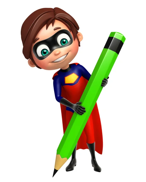 Superboy mit Bleistift — Stockfoto