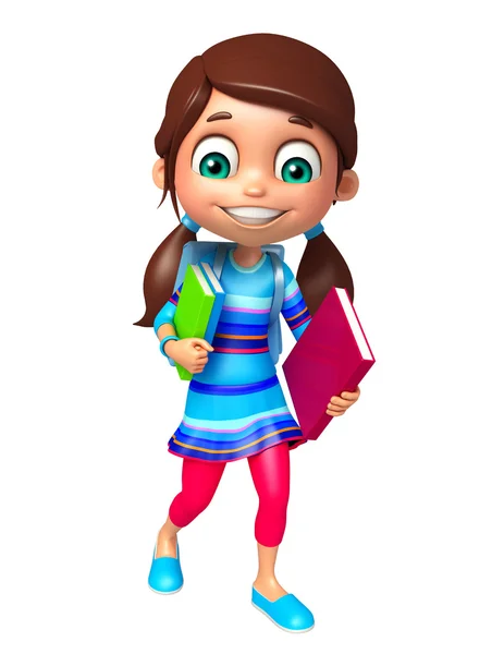 Dziecko dziewczynka z tornister i książek — Zdjęcie stockowe