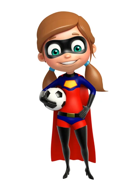 Supergirl con Fútbol —  Fotos de Stock