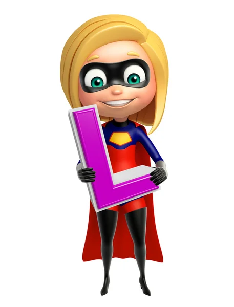 Supergirl with alphabate L — Stockfoto