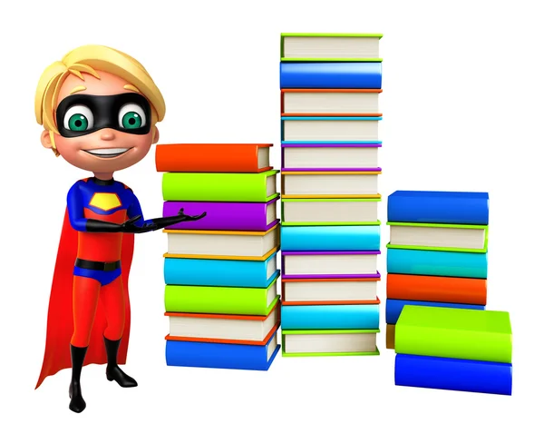Superboy z książki stosu — Zdjęcie stockowe