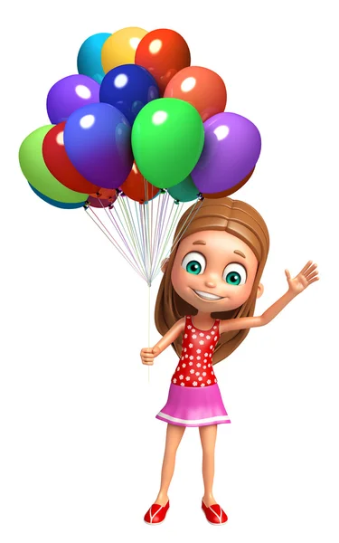 Balon çocuk kızla — Stok fotoğraf
