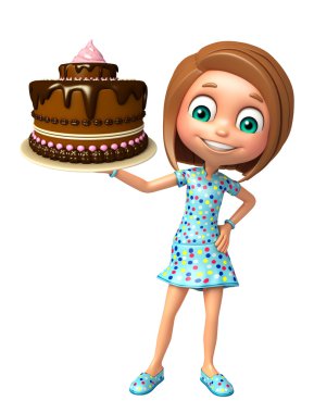 çocuk kız pasta ile