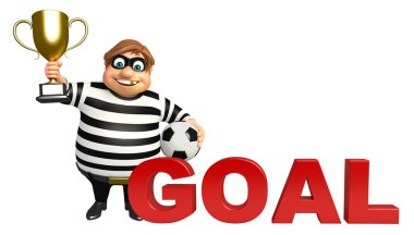 Kazanan Kupası ve futbol, hedef işareti ile hırsız