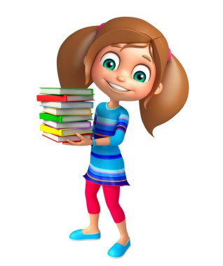 Kitap yığını ile çocuk kız