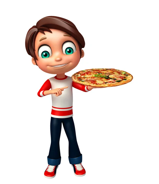 Menino com pizza — Fotografia de Stock