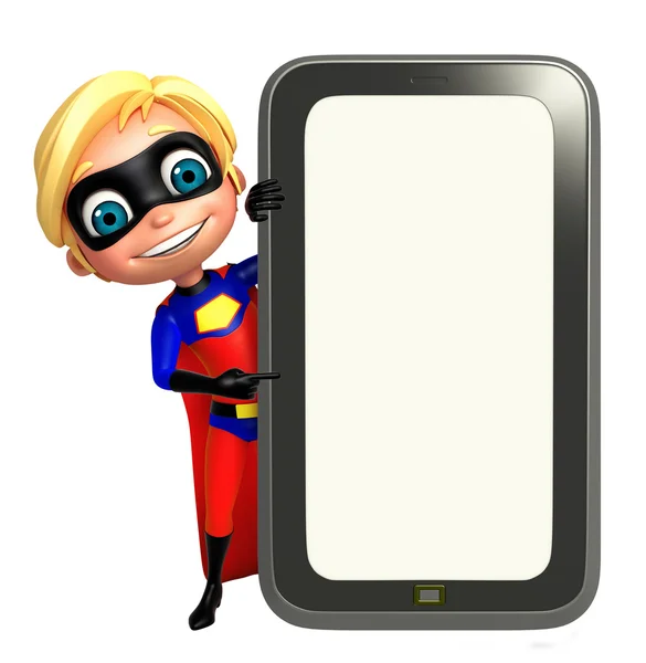 Superboy com celular — Fotografia de Stock