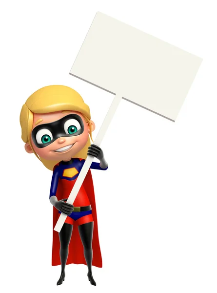 Supergirl com placa branca — Fotografia de Stock