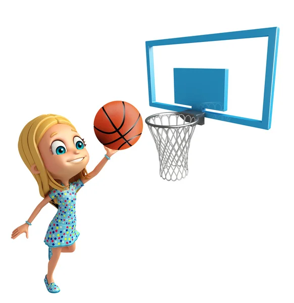 Kluk holka s hrát basketbal — Stock fotografie