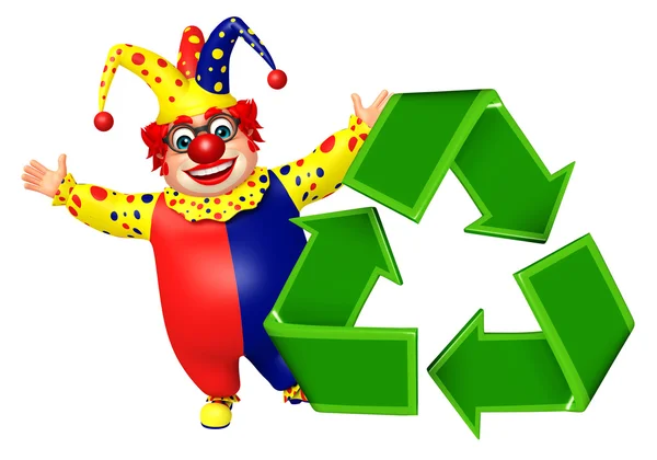 Clown med Recycle tecken — Stockfoto