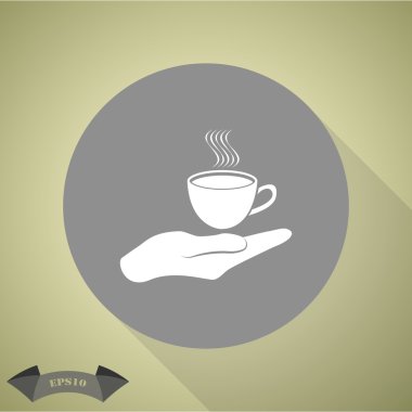 Kupası elinde. Vektör simgesi