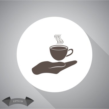 Kupası elinde. Vektör simgesi