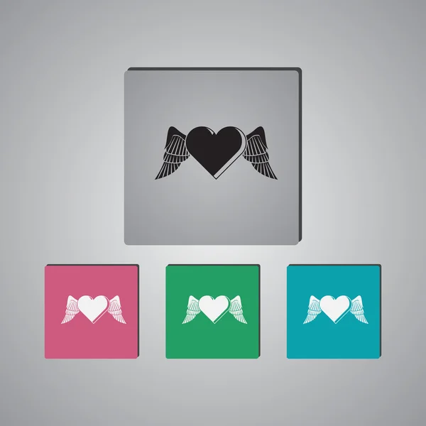 Heart with wings - Valentine 's Day vector icon — стоковый вектор