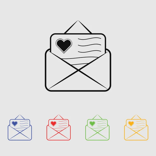 Carta de amor - Día de San Valentín icono del vector — Vector de stock