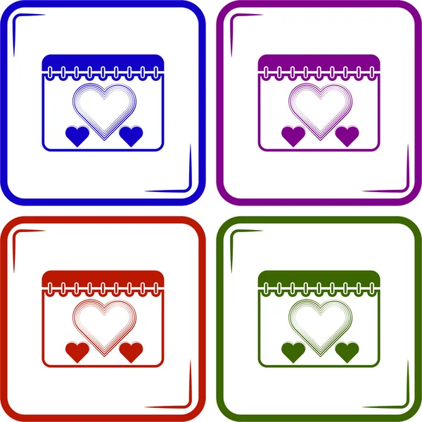 Kalender - Valentijnsdag vector pictogram — Stockvector