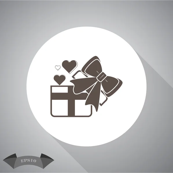 Heart in a gift  - Valentine's Day vector icon — Stock Vector