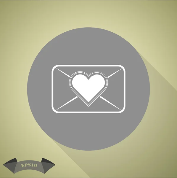 Carta de amor - Día de San Valentín icono del vector — Vector de stock