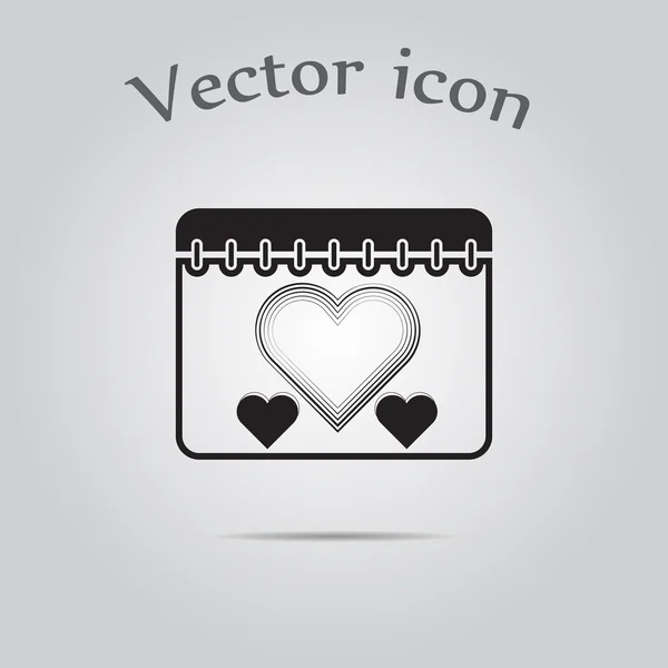 Calendrier - icône vectorielle de la Saint-Valentin — Image vectorielle