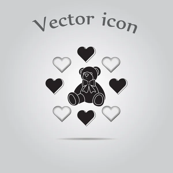 Osito de peluche - Día de San Valentín icono del vector — Vector de stock