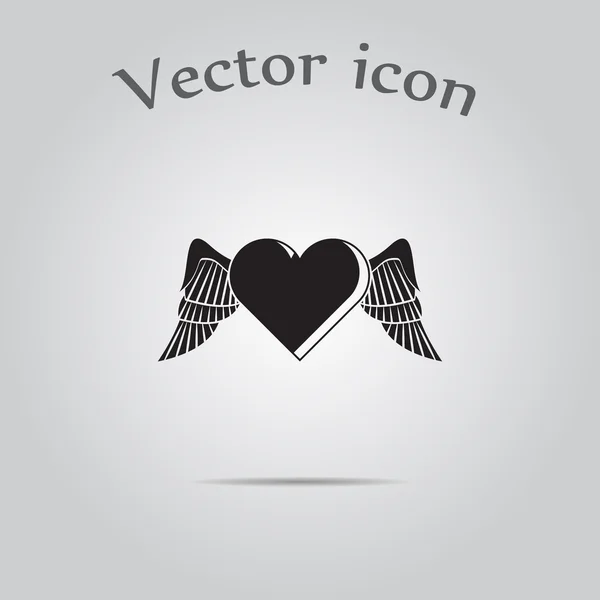 Herz mit Flügeln - Valentinstag-Vektor-Symbol — Stockvektor
