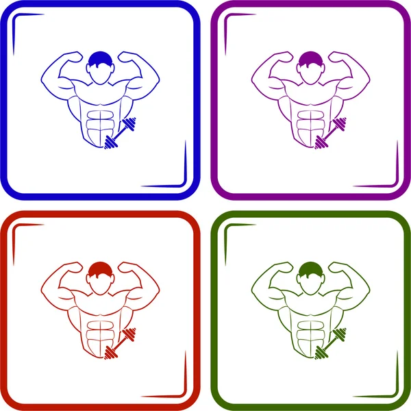Musculador e ícone de esporte Dumbbell — Vetor de Stock