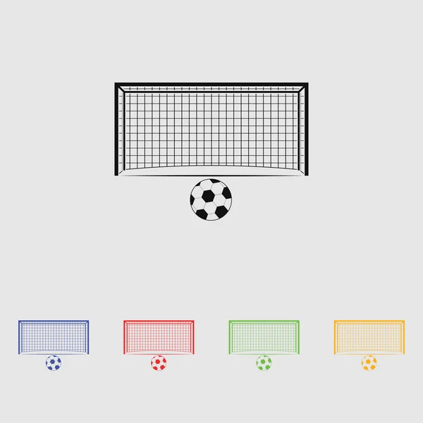 Fútbol gol y pelota icono del deporte — Vector de stock