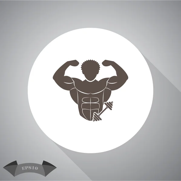 Bodybuilder and Dumbbell sport icon — Stock Vector